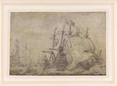 Zeeslag bij Terheide, 1653 door J. Plas
