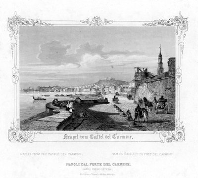 Napels vanaf het Carmine-kasteel, Italië, 19e eeuw door J. Poppel