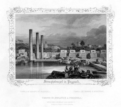 Tempel van Serapis in Pozzuoli, Italië, 19e eeuw door J. Poppel