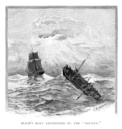 Kapitein Blighs boot verlaten door de Bounty, 1789 1886 door J. R. Ashton