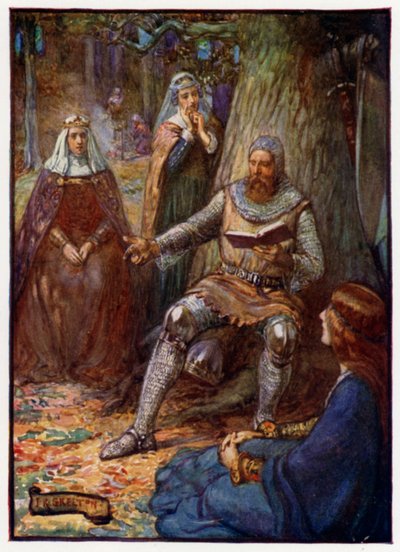 Robert the Bruce, Koning van Schotland, leest verhalen voor aan zijn volgelingen, 14e eeuw door J. R. Skelton