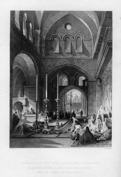 De ingang van het Heilig Graf, Jeruzalem, Israël door J. Redaway