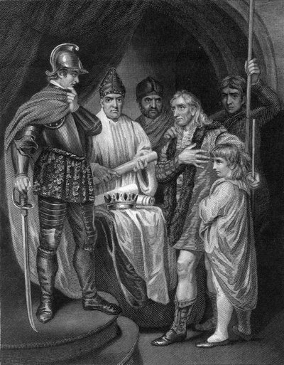 Balliol geeft zijn kroon over aan Edward I van Engeland, 1296 door J. Rogers