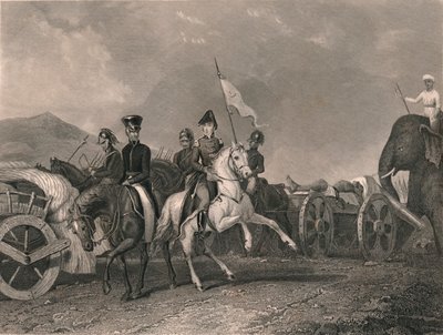 Nederlaag en dood van Dhoondiah bij Conaghull, 1800, begin-midden 19e eeuw door J. Rogers