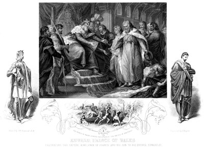 Edward, Prins van Wales 1330-1376, 19e eeuw door J. Rogers