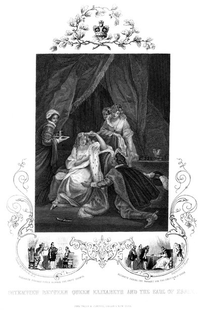 Interview tussen Koningin Elizabeth en de Graaf van Essex, 19e eeuw door J. Rogers