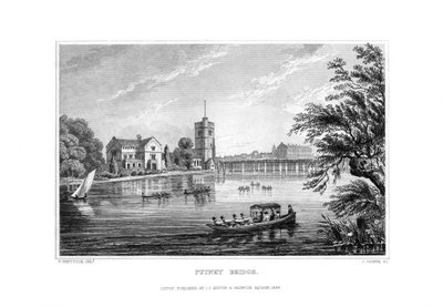 Putney Bridge, Londen, 1829 door J. Rogers