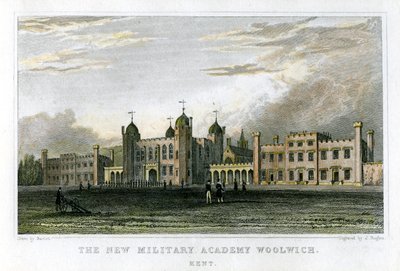 De nieuwe militaire academie Woolwich, Kent, ca. 1829 door J. Rogers