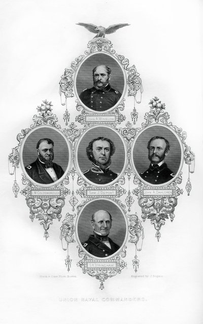Union Civil War Admiraals Winslow, Goldsborough, Du Pont, Dahlgren en Stringham, 1862-1867 door J. Rogers