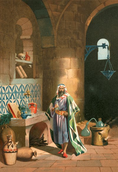 Rhases in zijn chemisch laboratorium in Bagdad door J. Serra