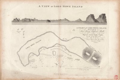 Een kaart van Lord Howe Island door J. Stockdale