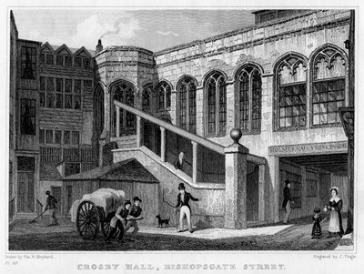 Crosby Hall, Bishopsgate Street, City of London, 1830 door J. Tingle