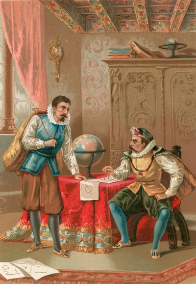 Kepler en Tycho Brahe in het observatorium in Praag door J. Ventura