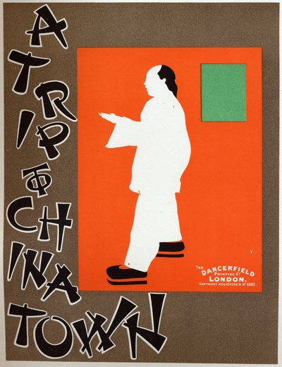 Kunst. Vermaak. Een reis naar Chinatown, musical door Charles Hoyt. Poster door Berggarstaff, Engeland, ca. 1891-1895 door J. and W. Beggarstaff