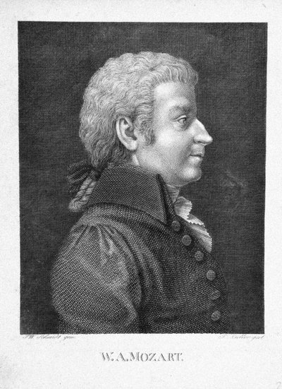 Wolfgang Amadeus Mozart, ca. 1825 door J. W. Schmidt