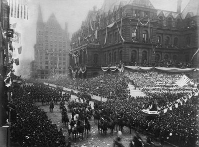 Inwijdingsceremonies op Adams Street, Chicago, voor de Wereld Columbian Expositie, 1892 door J. W. Taylor