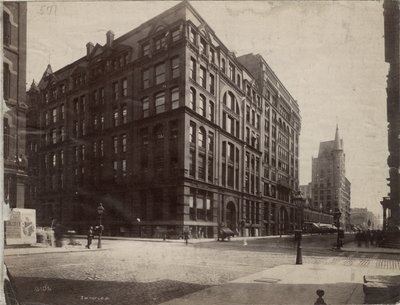 De zuidoostelijke hoek van Dearborn en Monroe Streets, Chicago, 1890 door J. W. Taylor