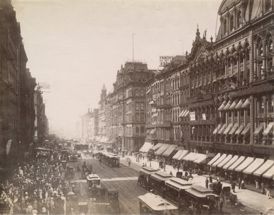 Uitzicht op State Street naar het noorden vanaf Madison Street, Chicago, 1890 door J. W. Taylor