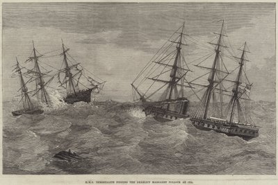 HMS Immortalite vindt de verlaten Margaret Pollock op zee door J. Wells