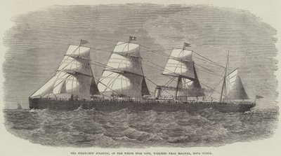 Het stoomschip Atlantic van de White Star Line, vergaan nabij Halifax, Nova Scotia door J. Wells