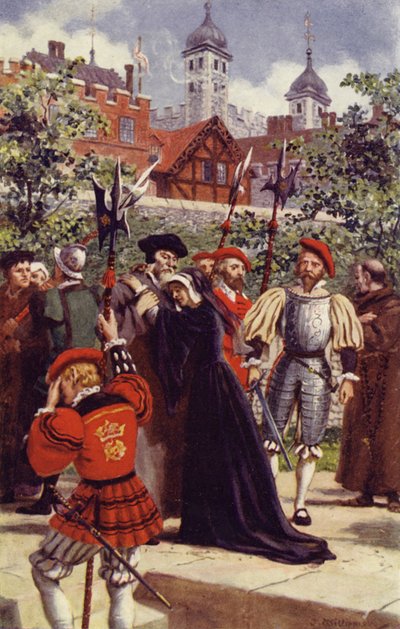 Het afscheid van Sir Thomas More van zijn dochter (gekleurde litho) door J. Williamson