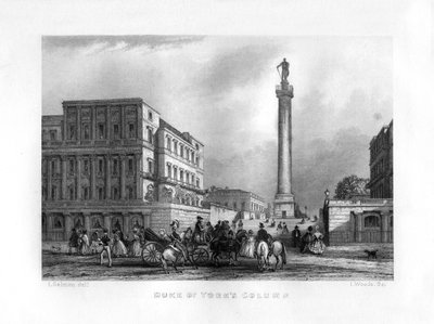 De zuil van de hertog van York, Londen, 19e eeuw door J. Woods