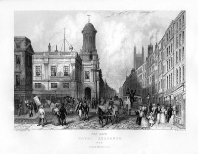 De late Royal Exchange en Cornhill, Londen, 19e eeuw door J. Woods
