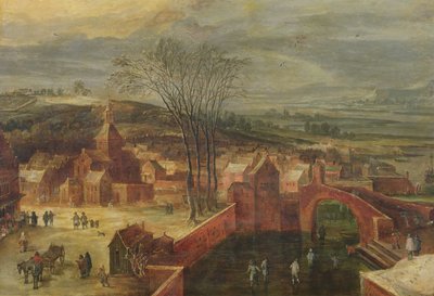 Landschap met Schaatsers door J. and Momper, J. de Brueghel