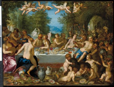 Het feest van de goden: Het huwelijk van Bacchus en Ariadne door J. and Rottennhammer Hans I Brueghel