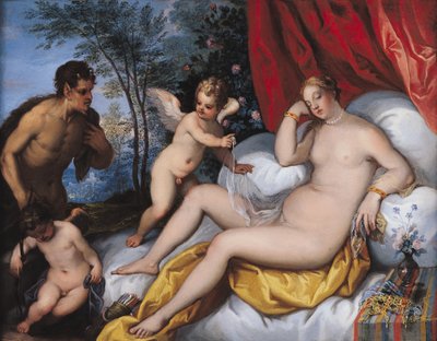 Venus en Pan door J. and Rottennhammer, Hans I Brueghel