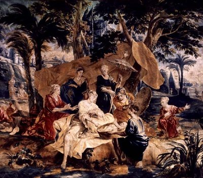 De Vondst van Mozes, gemaakt in de werkplaatsen van Frans en Pieter van de Borcht (c.1763) door J. van and Coppens A.A (after) Orley