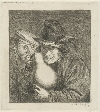 Twee boeren met een kruik door Jabes Heenck