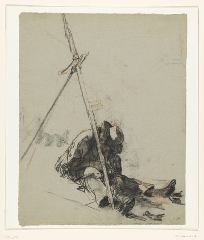 Een Maaier door Jac van Looij (signed by artist)
