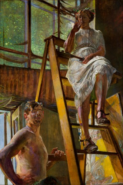 Sater en een model door Jacek Malczewski