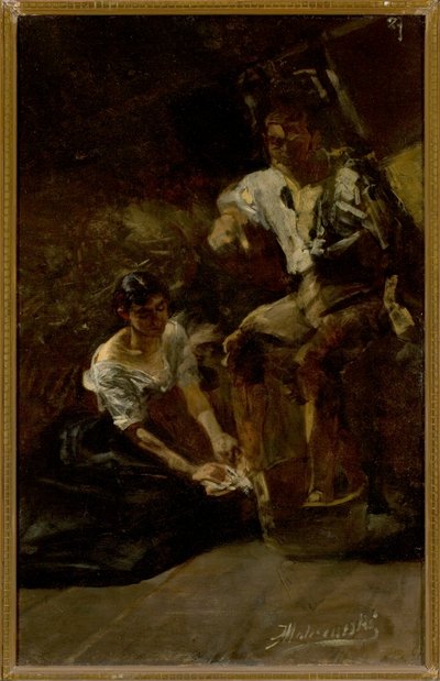 Voetwassing (Siberische scène) door Jacek Malczewski