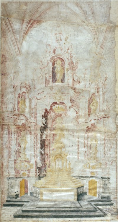 Tekening van het hoofdaltaarstuk van Santa Maria d