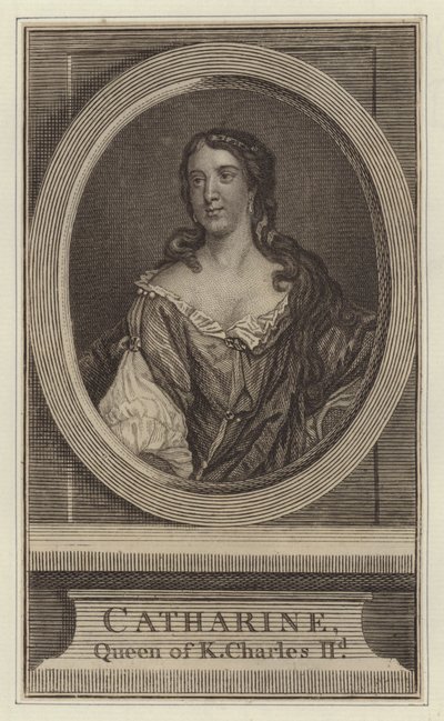 Catherine, koningin van koning Karel II (gravure) door Jacob (after) Huysmans