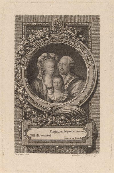 Lodewijk XVI, Marie-Antoinette en Louis-Charles door Jacob Adam after Antoine François Callet