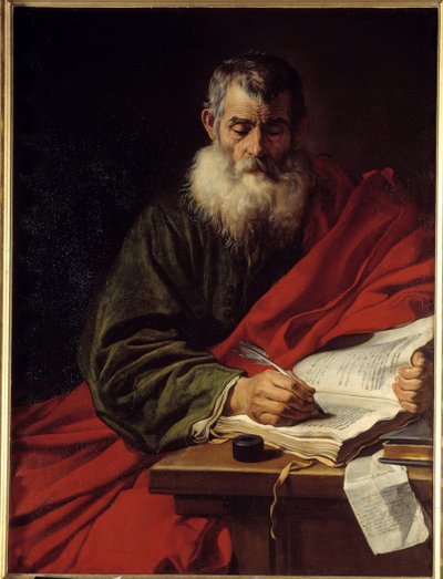 Sint Paulus schrijft. Schilderij door Jacob Adriaensz Backer (1608-1651) door Jacob Adriensz Backer