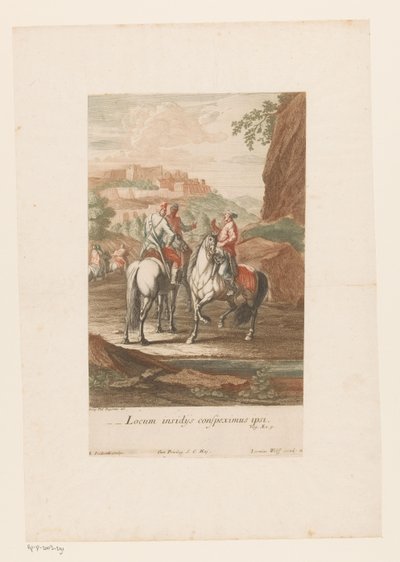 Ruiters kiezen een goede locatie voor de strijd door Jacob Andreas Fridrich (I)
