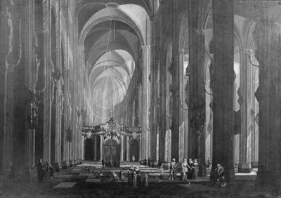Interieur van een Vijfbeukige Katholieke Kerk door Jacob Balthasar Peeters