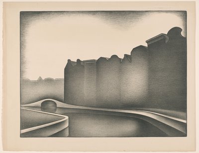 Huizen aan het water door Jacob Bendien (signed by artist)