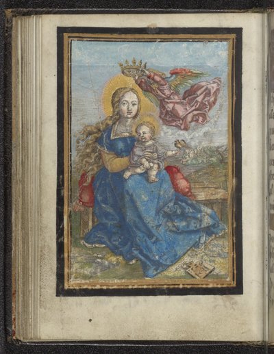 Maria met Kind door een engel gekroond door Jacob Binck