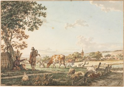 Pastoraal Landschap met Dorp, 1799 door Jacob Cats