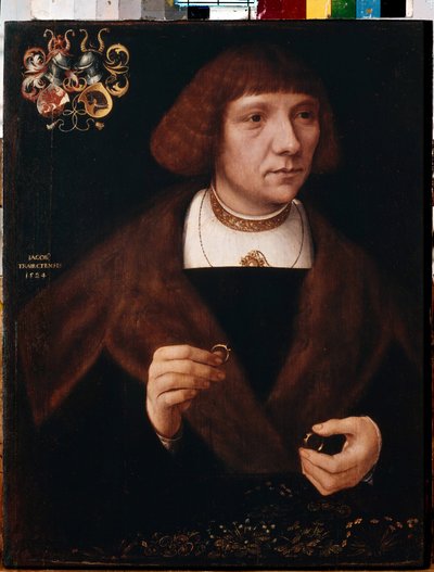Portret van een man met ringen door Jacob Claesz. von Utrecht