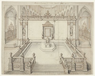 Troonzaal in de St.-Bavokerk te Gent voor de inhuldiging van Karel VI, Duits keizer, in 1717 door Jacob Colin