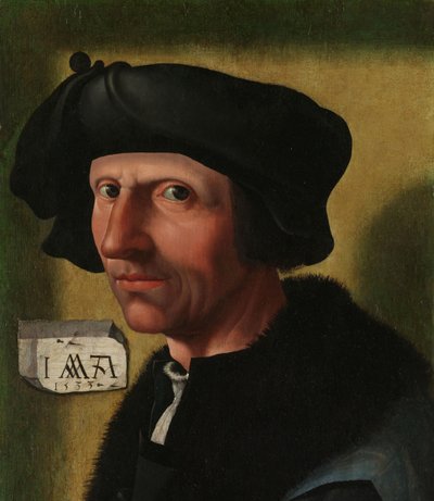 Portret van Jacob Cornelisz van Oostsanen (ca. 1472/77-1528/33) door Jacob Cornelisz van Oostsanen (workshop of)