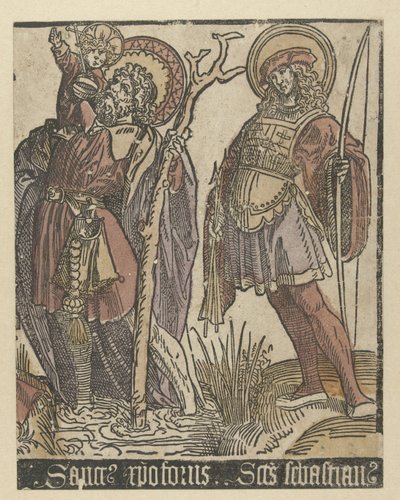 De heiligen Christoffel en Sebastiaan door Jacob Cornelisz van Oostsanen