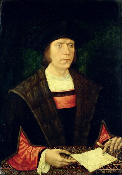 Portret van een man met een brief door Jacob Cornelisz van Oostsanen