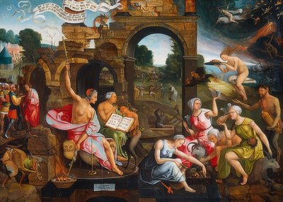 Saul en de heks van Endor door Jacob Cornelisz van Oostsanen